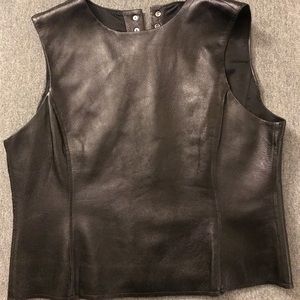 Black leather vintage vest with snap buttons 10